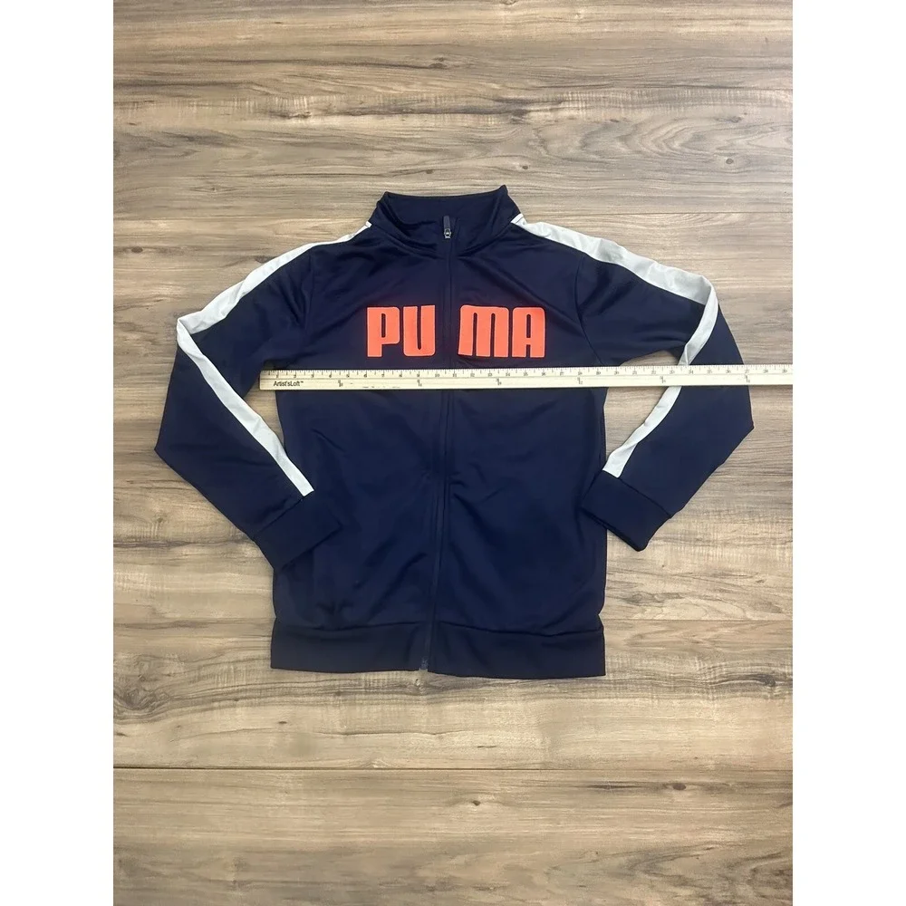 Puma Boys Size XL 18-20 Full Zip Track Jacket Navy/White‎